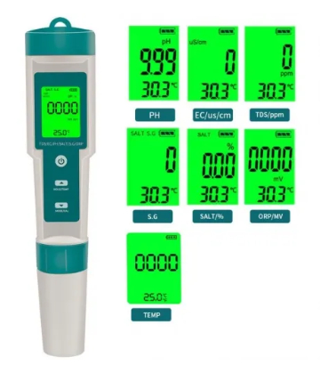 Ph In Ph Tds Ec Orp Sg Temp Salt Water Quality Monitor Ph Meter