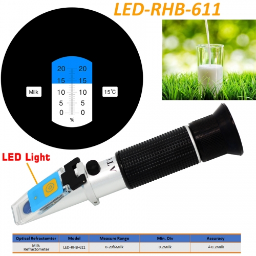 LED-RHB-611 ATC milk 0-20% optical refractometer,LED Milk Refractometer