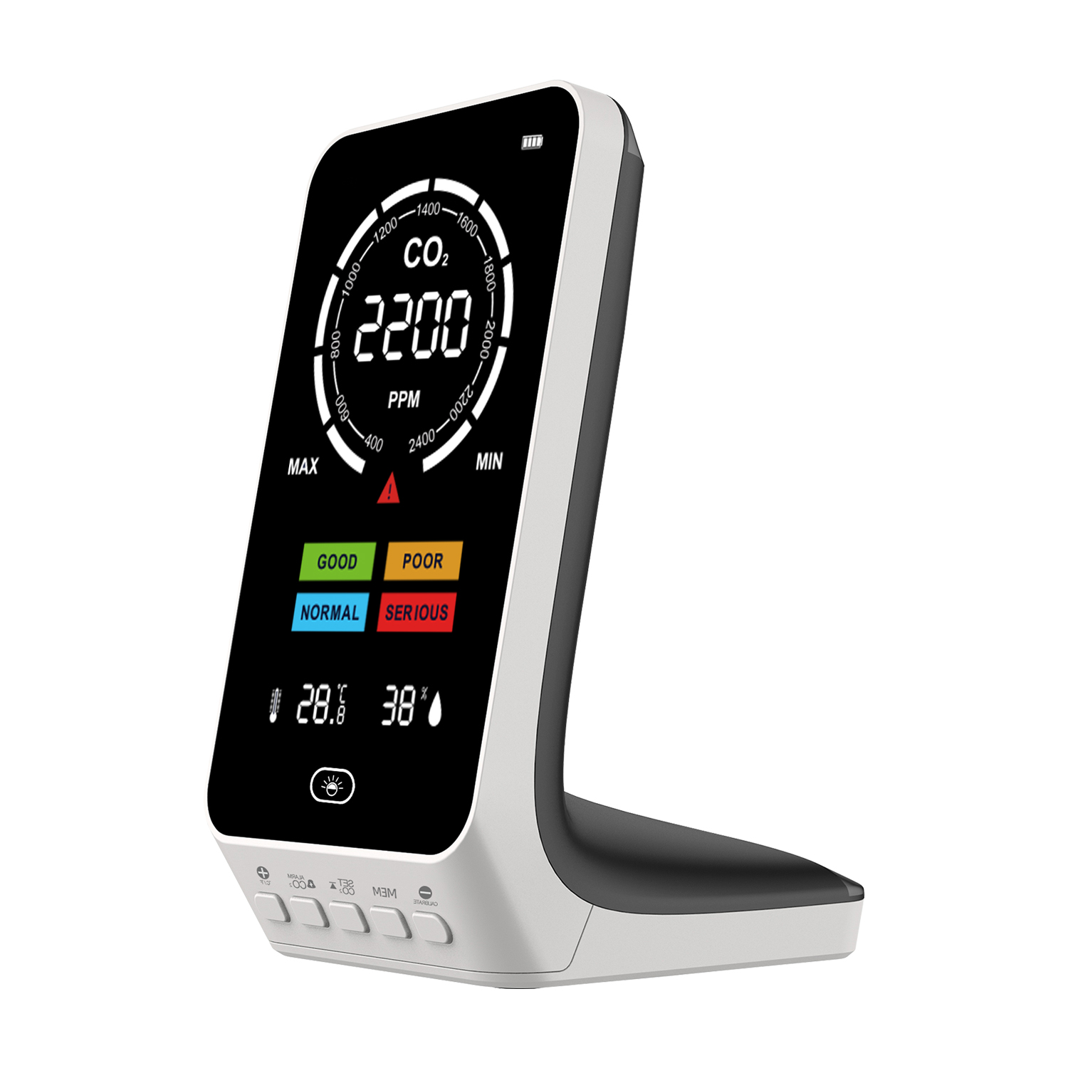FABULETTA 3-in-1 Carbon Dioxide Detector – CO2, Temperature & Humidity Gauge, Color LCD Screen, Portable Air Quality Monitor For Home Office (White)