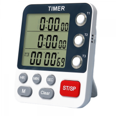 YS-318 Digital Kitchen Cooking Timer Clock,3 Channels Simultaneous Timing Countdown Up Pocket Timer, Large Led Display Kitchen timer