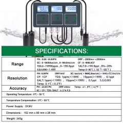 PH-W218 Tuya WiFi 8 in 1 Digital PH/TEMP/ORP/PPM/EC/SALT/S.G/CF Online Water Quality Tester PH Test Meter Laboratory Pool Water Tester