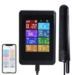PHWIFI-8IN1-PRO Tuya WiFi Smart pH Meter 8-in-1, Multi-Parameter Water Quality Tester for pH/TDS/EC/Salinity/ORP/Temp for Aquarium, Hydroponics, Pool