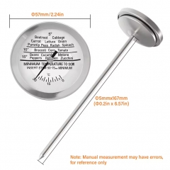 KT-B-4H Long Probe 167mm Stainless Steel Soil Thermometer 0-30 Celsius No Battery Required Soil Temperature Gauge