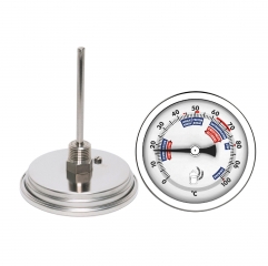 D20AK3421 Adjustable 1/2" NPT Back Mount Industrial Stainless Steel Brewing Bimetal Thermometer 4" Dial 4" Stem Temperature Instruments