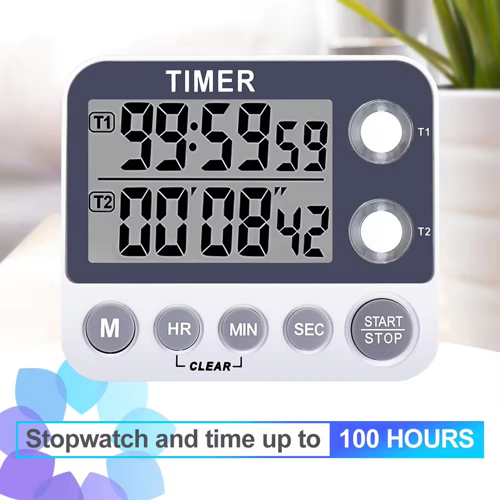 Button Controlled Count Up Timer Display TM009 Large LCD Display Count up and Down Multi Channel Kitchen Timer ...