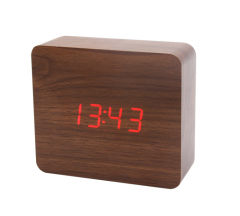 HX-0811 Rectangle Wood LED Clock With Voice Control Function
