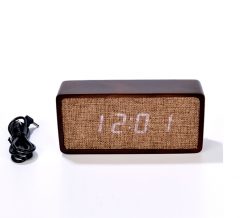 HX-1507 New Digital LED Bamboo Clock With Temperature