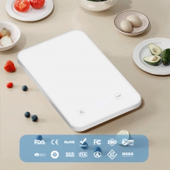 CK2253E-N 15kg/1g High Accuracy Digital Kitchen Scales Large White Glass Electronic Nutrition Scale with LED Display for Baking Use