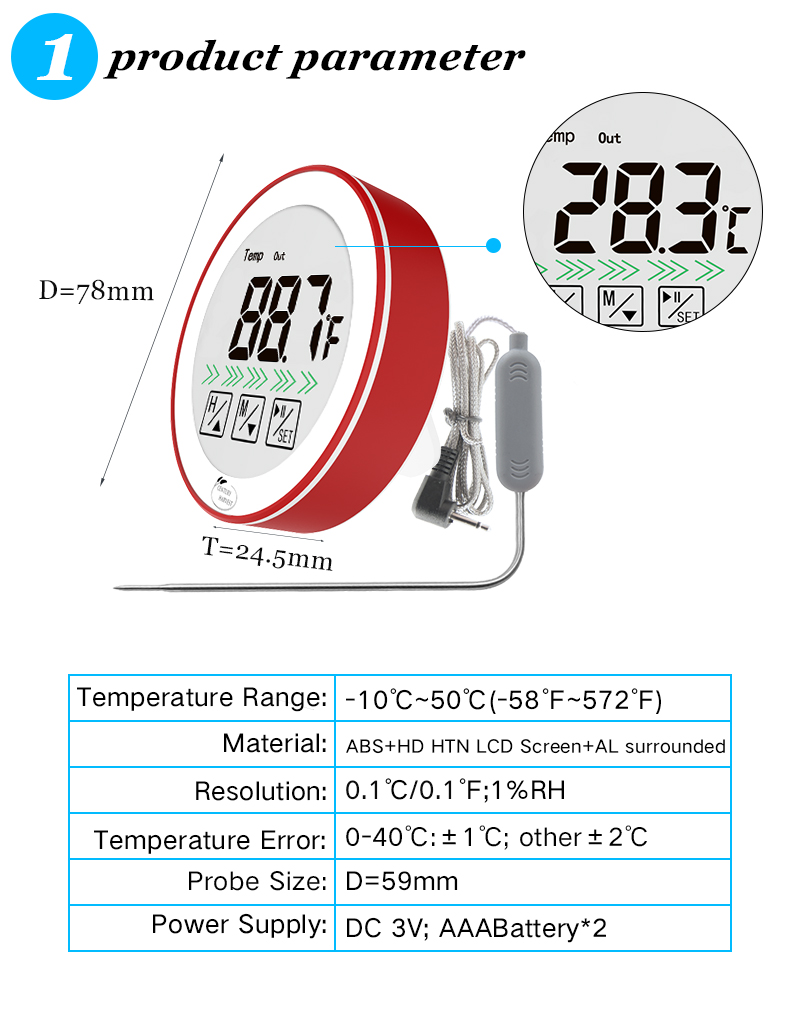 CH-110 Multifunction Indoor & Barbecue Thermometer and Timer Oven ...