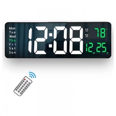 RC-6626 16 Inch LED Wall Clock with Minimalist Digital Temp Date Week Display ABS Remote Control for Living Room Decor