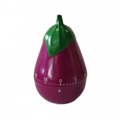 MT224 Household Eggplant Shaped Plastic Mechanical Kitchen Timer 60 Minute Countdown Rotary