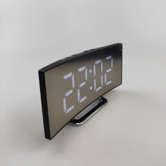 YD-6507 Curved Screen Snooze Function Digital Table Desk Clock Large Screen LED Mirror Desk Clock Reloj Silent Alarm Clock