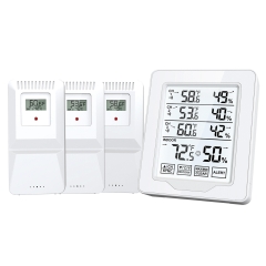 YJ-5109 One-to-Three LCD Touch Screen Digital Display Indoor Outdoor Wireless Thermo-hygrometer Alarm Monitor