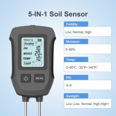 SGS13 5 in 1 High Precision Soil Tester Dual Pins ABS Moisture Meter Temperature Humidity pH Fertility Light Test Instrument