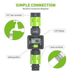 ICS006 High Accuracy Digital Water Flow Meter IPX6 Waterproof 3/4" BSP Thread Garden Hose Flowmeter