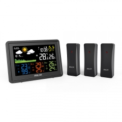 B0359WST4H4PR BALDR Weather Forecast Station with Multiple Remote Sensors Digital Temperature and Humidity Meter Barometer Pressure Clock