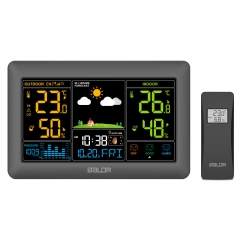 B0619WST2H2PR Colorful Weather Station Wireless Digital Household Weather Station LCD Display Plastic Sensor Hygrometer Thermometer