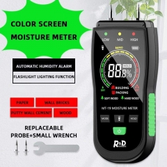MT19C Color Screen Moisture Analyzer for Wood Wall Paperboard Cement & Brick with Humidity Detection Household Use
