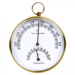 ZLJ-065 Golden Wall Mount Bimetallic Thermometer Hygrometer Indoor Outdoor Dial Temperature Humidity Gauge for Home Greenhouse