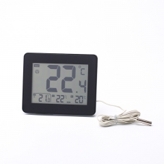 WX713A Ultra-thin LCD HD Digital Thermometer Clock Indoor/Outdoor with Sensor Wire for Fish Tanks and Pools Fridge Incubator
