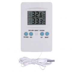 SH-102 Durable Plastic Digital Thermometer LCD Display Battery Power Indoor/Outdoor Use Max/Min Features Temperature Humidity Meter